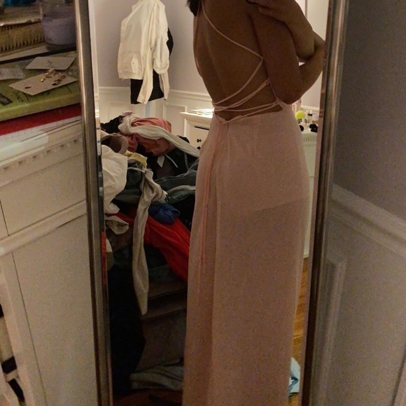 Lucy in the Sky Chiffon Luxe Maxi Dress in Peach - Picture 3 of 5